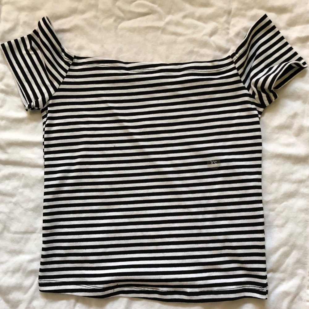 striped off the shoulder pacsun top